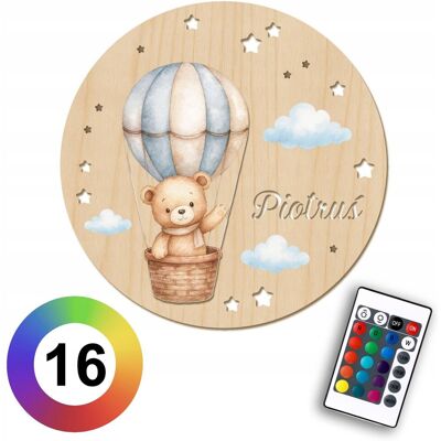 Koala Wood LAMPKA 3D MIŚ w Balonie na Ścianę dla dzieci Prezent na Roczek Chrzciny Koala Wood LAMPKA 3D MIŚ w Balonie na Ścianę dla dzieci Prezent na Roczek Chrzciny