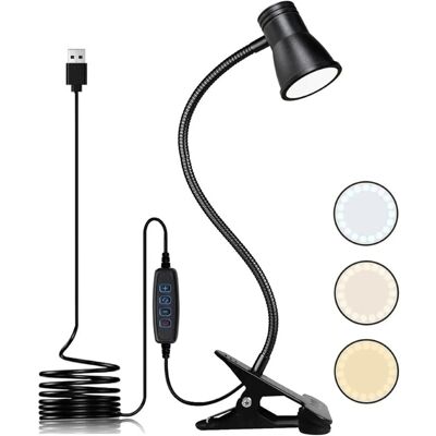 Interlook Lampka biurkowa na klips Elastyczna lampka do czytania Nocna lampka z możliwością zmiany barwy Lampka LED USB FH-08-5W-BK Interlook Lampka biurkowa na klips Elastyczna lampka do czytania Nocna lampka z możliwością zmiany barwy Lampka LED USB FH-08-5W-BK