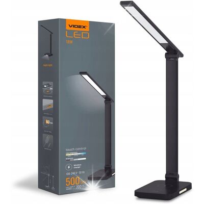 Lampka biurkowa nocna VIDEX LED 18W 1800K-6500K 700Lm +USB +ładowarka QI Lampka biurkowa nocna VIDEX LED 18W 1800K-6500K 700Lm +USB +ładowarka QI