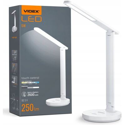 Inny producent Lampka biurkowa nocna VIDEX LED 5W akumulator 2600mAh BIAŁA TOUCH CONTROL Inny producent Lampka biurkowa nocna VIDEX LED 5W akumulator 2600mAh BIAŁA TOUCH CONTROL