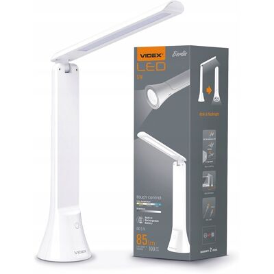Lampka biurkowa przenośna latarka 2w1 LED VIDEX 5W 100lm akumulator 1800mAh Lampka biurkowa przenośna latarka 2w1 LED VIDEX 5W 100lm akumulator 1800mAh