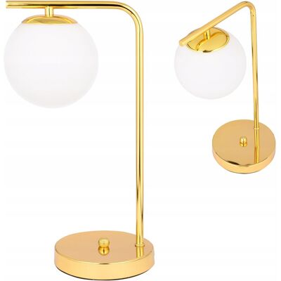 LEDLUX Lampka Biurkowa Stołowa Nocna Nowoczesna LED Loft Złota Biała Kula E27 LEDLUX Lampka Biurkowa Stołowa Nocna Nowoczesna LED Loft Złota Biała Kula E27