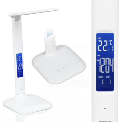Interlook Lampka biurkowa, szkolna z wyświetlaczem LCD 3 kolory światła termometr, alarm FX-015B-Biały Interlook Lampka biurkowa, szkolna z wyświetlaczem LCD 3 kolory światła termometr, alarm FX-015B-Biały