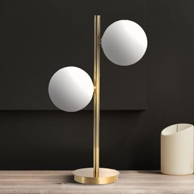 Light Prestige Lampka biurkowa złota Dorado szklane mleczne bańki do gabinetu Light Prestige Lampka biurkowa złota Dorado szklane mleczne bańki do gabinetu