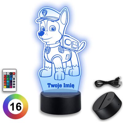 Koala Wood Lampka Chase Psi Patrol Nocna Dla Dzieci USB Prezent Imię LED 3D Czejs Koala Wood Lampka Chase Psi Patrol Nocna Dla Dzieci USB Prezent Imię LED 3D Czejs