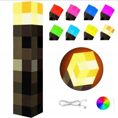 Inny producent Lampka Lampa LED Minecraft Pochodnia 2w1 na ścianę lub biurko Prezent RGB Inny producent Lampka Lampa LED Minecraft Pochodnia 2w1 na ścianę lub biurko Prezent RGB