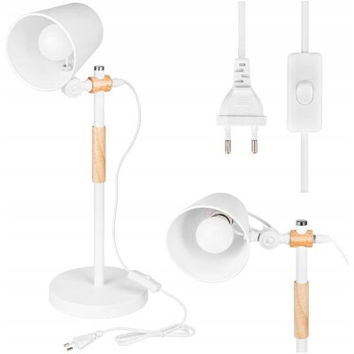 MasterLED Lampka Na Biurko Biurkowa Nocna szkolna E27 LED DREWNO biała MasterLED Lampka Na Biurko Biurkowa Nocna szkolna E27 LED DREWNO biała