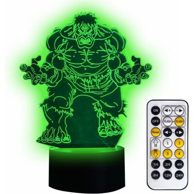 Rodzinkowo.pl Lampka nocna 3D LED HULK SUPERBOHATER USB + PILOT RGB Rodzinkowo.pl Lampka nocna 3D LED HULK SUPERBOHATER USB + PILOT RGB