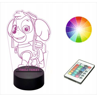 Inny producent Lampka nocna 3D LED imię grawer PSI PATROL SKYE Inny producent Lampka nocna 3D LED imię grawer PSI PATROL SKYE