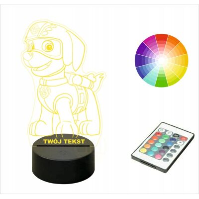 Inny producent Lampka nocna 3D LED imię grawer PSI PATROL ZUMA Inny producent Lampka nocna 3D LED imię grawer PSI PATROL ZUMA