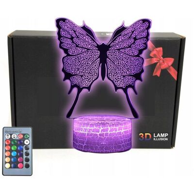Inny producent Lampka Nocna 3D LED Motyl RGB Pilot 16 Kolorów USB do Pokoju Dziecka Inny producent Lampka Nocna 3D LED Motyl RGB Pilot 16 Kolorów USB do Pokoju Dziecka
