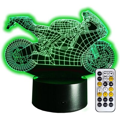 Rodzinkowo.pl Lampka nocna 3D LED ŚCIGACZ MOTOCYKL USB + PILOT RGB Rodzinkowo.pl Lampka nocna 3D LED ŚCIGACZ MOTOCYKL USB + PILOT RGB