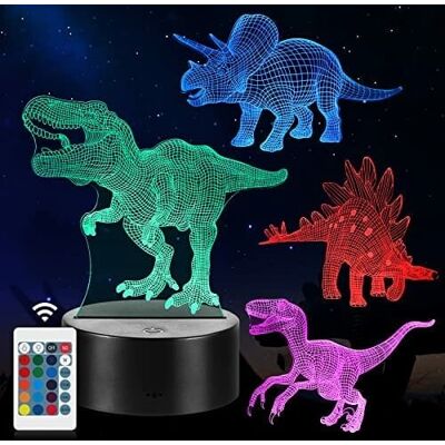 Inny producent Lampka Nocna 3D z Iluzją Dinozaura LED, 16 Kolorów, Zdalne Sterowanie Inny producent Lampka Nocna 3D z Iluzją Dinozaura LED, 16 Kolorów, Zdalne Sterowanie