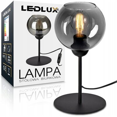 LEDLUX Lampka Nocna Biurkowa Stołowa Lampa na Biurko do Sypialni Czarna E27 LEDLUX Lampka Nocna Biurkowa Stołowa Lampa na Biurko do Sypialni Czarna E27