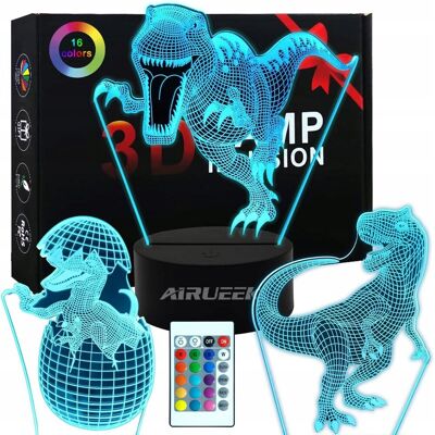 Inny producent LAMPKA NOCNA DINOZAUR 3D 3 16 KOLORÓW IDEALNA DO SYPIALNI DLA DZIECI Inny producent LAMPKA NOCNA DINOZAUR 3D 3 16 KOLORÓW IDEALNA DO SYPIALNI DLA DZIECI