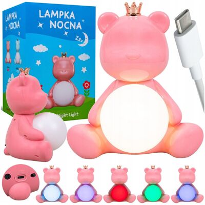 Inny producent Lampka nocna dla dzieci LED do pokoju dziecka MIŚ dotykowa KOLOROWE światło Inny producent Lampka nocna dla dzieci LED do pokoju dziecka MIŚ dotykowa KOLOROWE światło