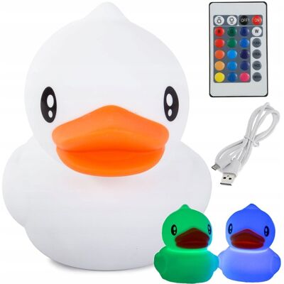 VERK GROUP Lampka Nocna Dla Dzieci Led Kaczka Rgb Pilot Usb VERK GROUP Lampka Nocna Dla Dzieci Led Kaczka Rgb Pilot Usb