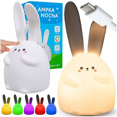 Inny producent Lampka nocna dla dzieci LED KRÓLIK silikonowa Lampa na prezent RGB KOLOROWA Inny producent Lampka nocna dla dzieci LED KRÓLIK silikonowa Lampa na prezent RGB KOLOROWA