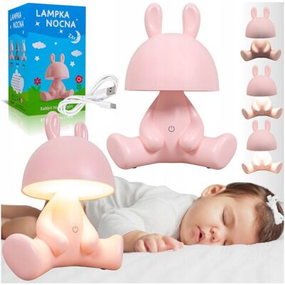 Inny producent Lampka nocna dla dzieci LED lampa do pokoju dziecka różowa króliczek KRÓLIK Inny producent Lampka nocna dla dzieci LED lampa do pokoju dziecka różowa króliczek KRÓLIK