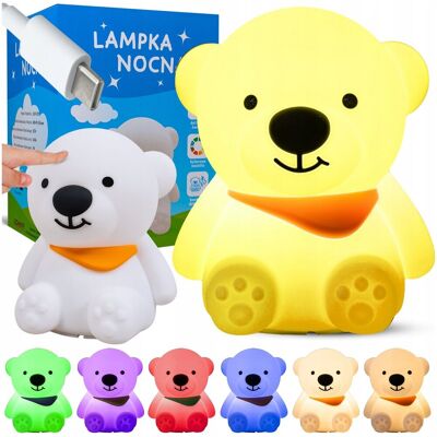 Inny producent Lampka nocna dla dzieci LED MIŚ miękka SILIKONOWA Zabawka kolorowe światło Inny producent Lampka nocna dla dzieci LED MIŚ miękka SILIKONOWA Zabawka kolorowe światło