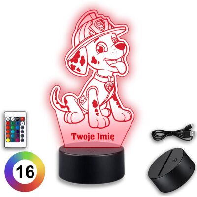 Koala Wood Lampka Nocna Dla Dzieci Psi Patrol Marshall Bajka USB Twój Napis 3D LED Koala Wood Lampka Nocna Dla Dzieci Psi Patrol Marshall Bajka USB Twój Napis 3D LED