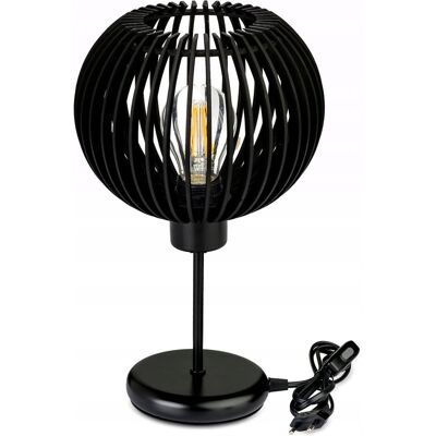 LED-ONE LAMPKA NOCNA LAMPA STOŁOWA CZARNA loft na led E27 KLOSZ DREWNO CZARNE LED-ONE LAMPKA NOCNA LAMPA STOŁOWA CZARNA loft na led E27 KLOSZ DREWNO CZARNE