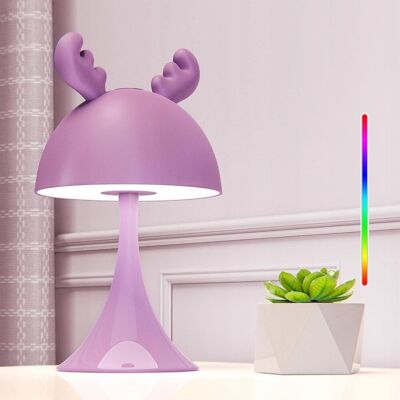 Shenzen Lampka nocna LED 7 trybów Fioletowy Renifer RGB dekoracyjna Kawaii USB C Shenzen Lampka nocna LED 7 trybów Fioletowy Renifer RGB dekoracyjna Kawaii USB C