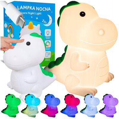 Inny producent Lampka nocna LED dla dzieci DINOZAUR silikonowa do pokoju DZIECKA MIĘKKA Inny producent Lampka nocna LED dla dzieci DINOZAUR silikonowa do pokoju DZIECKA MIĘKKA