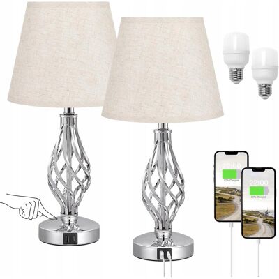 Inny producent Lampka Nocna Led Ściemniana Abażur Sypialnia Salon Zestaw 2 szt. Inny producent Lampka Nocna Led Ściemniana Abażur Sypialnia Salon Zestaw 2 szt.