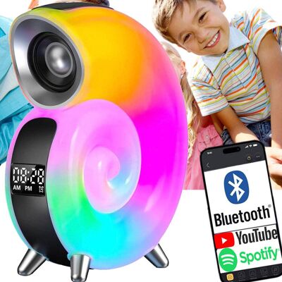 WKS LAMPKA NOCNA LED ŚLIMAK RGB BLUETOOTH ZEGAR RADIO GŁOŚNIK APLIKACJA WKS LAMPKA NOCNA LED ŚLIMAK RGB BLUETOOTH ZEGAR RADIO GŁOŚNIK APLIKACJA