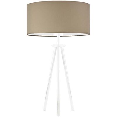 LYSNE Biała lampa stołowa na trójnogu z abażurem Alta, beżowa, biała, E27, 50x30 cm LYSNE Biała lampa stołowa na trójnogu z abażurem Alta, beżowa, biała, E27, 50x30 cm