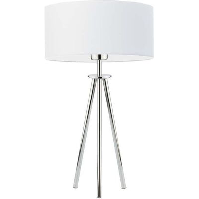 LYSNE Chromowana lampka nocna do sypialni Alta, biała, chrom, E27, 50x30 cm LYSNE Chromowana lampka nocna do sypialni Alta, biała, chrom, E27, 50x30 cm