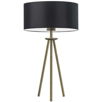 LYSNE Lampka nocna na trójnogu w stylu glamour Alta, czarna, złota, E27, 50x30 cm LYSNE Lampka nocna na trójnogu w stylu glamour Alta, czarna, złota, E27, 50x30 cm