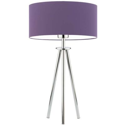 LYSNE Metalowy tripod do sypialni Alta, fioletowa, chrom, E27, 50x30 cm LYSNE Metalowy tripod do sypialni Alta, fioletowa, chrom, E27, 50x30 cm
