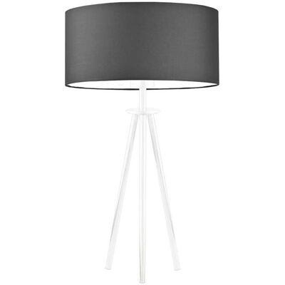 LYSNE Biała lampa stołowa LED do sypialni z abażurem Alta, grafitowa, biała, E27, 50x30 cm LYSNE Biała lampa stołowa LED do sypialni z abażurem Alta, grafitowa, biała, E27, 50x30 cm