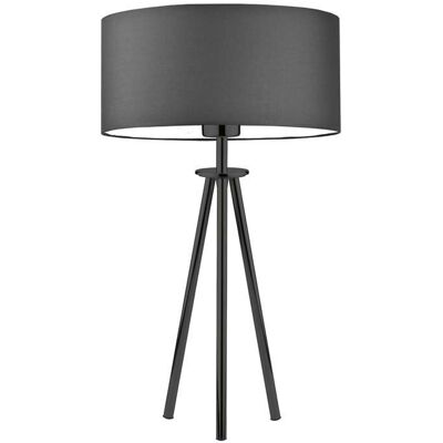 LYSNE Czarna lampa stołowa z abażurem w kolorze grafitowym Alta, grafitowa, czarna, E27, 50x30 cm LYSNE Czarna lampa stołowa z abażurem w kolorze grafitowym Alta, grafitowa, czarna, E27, 50x30 cm