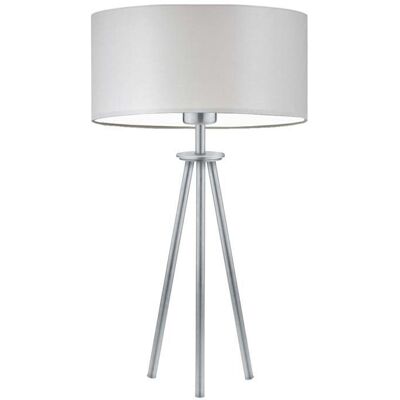 LYSNE Srebrna lampa podłogowa na trójnogu z abażurem LED Alta, jasnoszara (gołębi), srebrna, E27, 50x30 cm LYSNE Srebrna lampa podłogowa na trójnogu z abażurem LED Alta, jasnoszara (gołębi), srebrna, E27, 50x30 cm