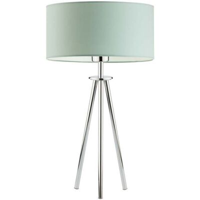 LYSNE Chromowana lampa stołowa LED do salonu z abażurem Alta, miętowa, chrom, E27, 50x30 cm LYSNE Chromowana lampa stołowa LED do salonu z abażurem Alta, miętowa, chrom, E27, 50x30 cm