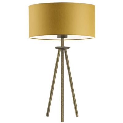 LYSNE Lampka nocna LED do salon na 3 nogach Alta, musztardowa, złota, E27, 50x30 cm LYSNE Lampka nocna LED do salon na 3 nogach Alta, musztardowa, złota, E27, 50x30 cm