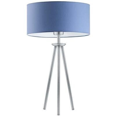 LYSNE Lampka nocna do czytania w stypialni zkolorze srebrnym na trójnogu Alta, niebieska, srebrna, E27, 50x30 cm LYSNE Lampka nocna do czytania w stypialni zkolorze srebrnym na trójnogu Alta, niebieska, srebrna, E27, 50x30 cm