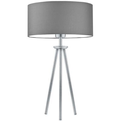 LYSNE Lampka nocna na trójnogu w kolorze srebrnym Alta, szara (stalowy), srebrna, E27, 50x30 cm LYSNE Lampka nocna na trójnogu w kolorze srebrnym Alta, szara (stalowy), srebrna, E27, 50x30 cm