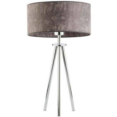 LYSNE Nowoczesna lampa podłogowa do sypialni z designerskim abażurem imitującym beton, szary melanż (tzw. beton), chrom, E27, 50x30 cm LYSNE Nowoczesna lampa podłogowa do sypialni z designerskim abażurem imitującym beton, szary melanż (tzw. beton), chrom, E27, 50x30 cm