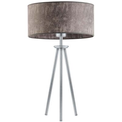 LYSNE Srebrna lampa stojąca do salonu z designerskim abażurem Alta, szary melanż (tzw. beton), srebrna, E27, 50x30 cm LYSNE Srebrna lampa stojąca do salonu z designerskim abażurem Alta, szary melanż (tzw. beton), srebrna, E27, 50x30 cm