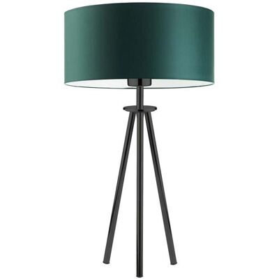 LYSNE Czarna lampa stołowa na trójnogu w stylu urban jungle Alta, zieleń butelkowa, czarna, E27, 50x30 cm LYSNE Czarna lampa stołowa na trójnogu w stylu urban jungle Alta, zieleń butelkowa, czarna, E27, 50x30 cm