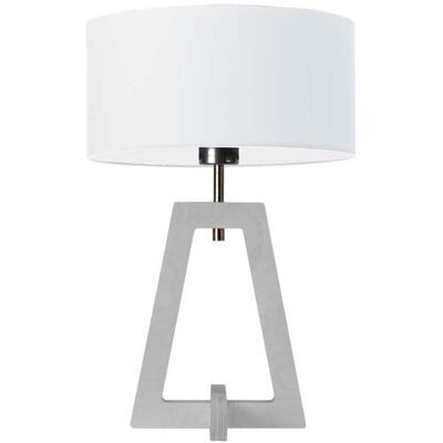 LYSNE Biała lampa stołowa LED do salonu z abażurem Clio, biała, biała, E27, 47x30 cm LYSNE Biała lampa stołowa LED do salonu z abażurem Clio, biała, biała, E27, 47x30 cm