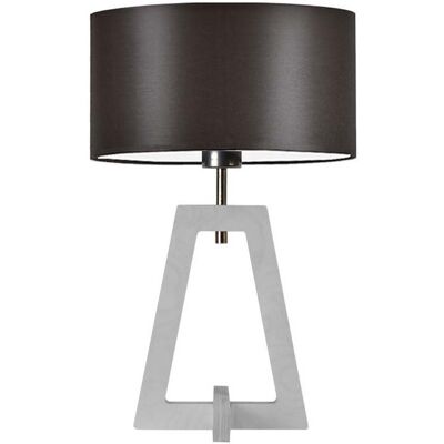 LYSNE Biało-brązowa lampa stołowa drewniana w stylu nowoczesnym Clio, brązowa, biała, E27, 47x30 cm LYSNE Biało-brązowa lampa stołowa drewniana w stylu nowoczesnym Clio, brązowa, biała, E27, 47x30 cm