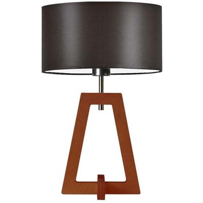 LYSNE Lampka nocna drewniana do salonu z brązowym abażurem Clio, brązowa, mahoniowa, E27, 47x30 cm LYSNE Lampka nocna drewniana do salonu z brązowym abażurem Clio, brązowa, mahoniowa, E27, 47x30 cm