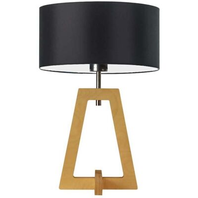 LYSNE Drewniana lampa podłogowa do sypialni z czarnym abażurem Clio, czarna, dębowa, E27, 47x30 cm LYSNE Drewniana lampa podłogowa do sypialni z czarnym abażurem Clio, czarna, dębowa, E27, 47x30 cm