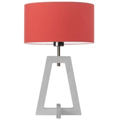 LYSNE Biała lampa stołowa drewniana z włącznikiem ręcznym Clio, czerwona, biała, E27, 47x30 cm LYSNE Biała lampa stołowa drewniana z włącznikiem ręcznym Clio, czerwona, biała, E27, 47x30 cm