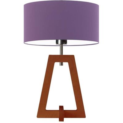 LYSNE Drewniana lampa stołowa do sypialni na drewnianej podstawie Clio, fioletowa, mahoniowa, E27, 47x30 cm LYSNE Drewniana lampa stołowa do sypialni na drewnianej podstawie Clio, fioletowa, mahoniowa, E27, 47x30 cm
